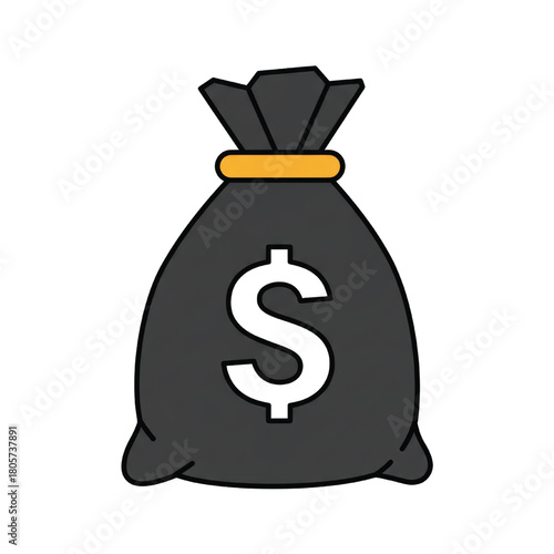 A black money bag with a dollar sign, representing wealth and financial concepts.