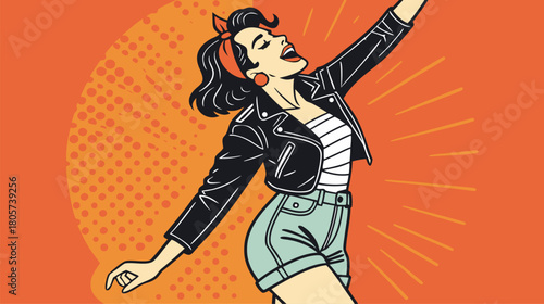 Retro Pop Art Dancing Woman Illustration