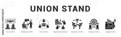 Union Stand Modern and clean web banner illustration featuring thematic icons for visual communication