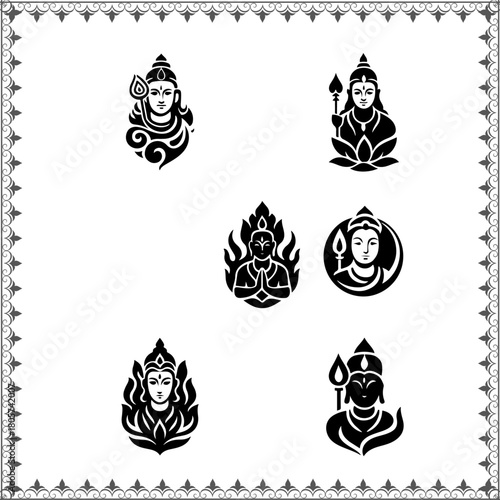Lord Murugan Vector Icons Set – Stylized Tamil Hindu God Illustrations"
"Murugan Silhouette Collection – Vel Symbol and Peacock Elements
"Hindu God Murugan Line Art Logos – Traditional Tamil Religi