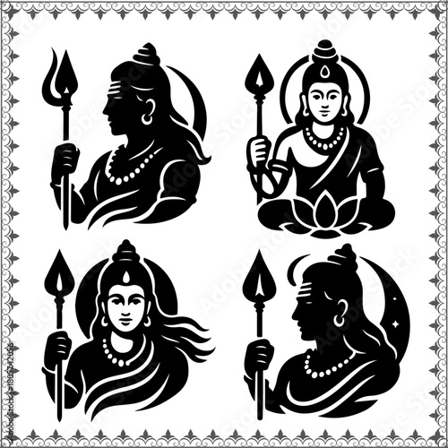 Lord Murugan Vector Icons Set – Stylized Tamil Hindu God Illustrations"
"Murugan Silhouette Collection – Vel Symbol and Peacock Elements
"Hindu God Murugan Line Art Logos – Traditional Tamil Religi
