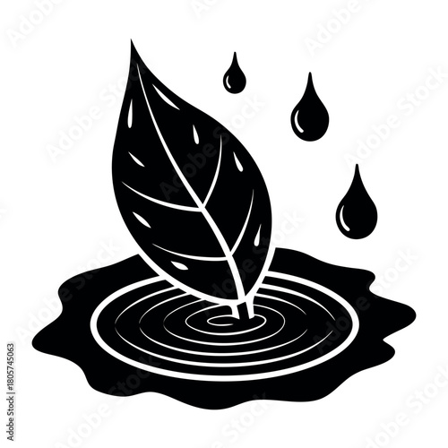 Fallen leaf puddle silhouette
