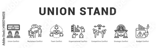 Union Stand Modern and clean web banner illustration featuring thematic icons for visual communication