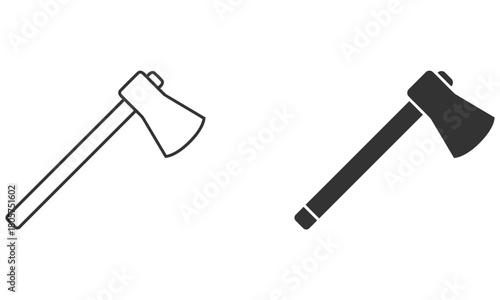 Axe Silhouette: Two axe silhouetted against a plain backdrop, highlighting a tool designed for cutting and shaping wood or for chopping, demonstrating power and utility.