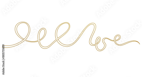 Elegant golden calligraphy of the word believe on a white background illustration
