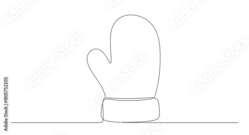 Minimalist Line Art of Winter Mitten for Festive Season and Decoration Projects