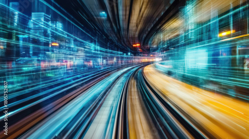 Technology screen with abstract high speed