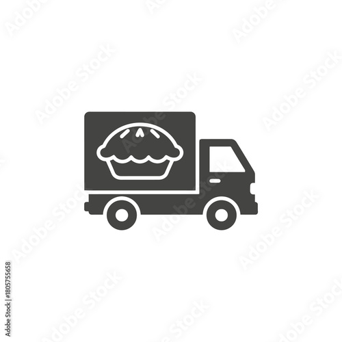 Bakery Truck Icon: A simplified graphic depicts a delivery truck carrying the essence of a bakery, hinting at fresh goods and timely service.