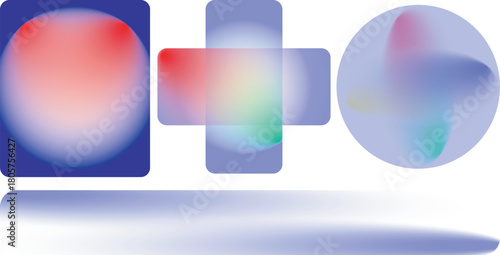 Abstract colorful shapes and gradients displayed in a minimalist composition