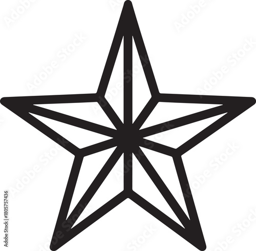 Black outline vector star symbol with geometric internal lines representing quality achievement and excellence on a dark background