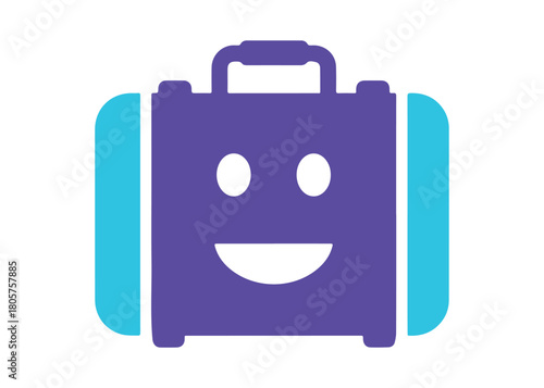 Vector illustration of a smiling travel suitcase, fully editable.