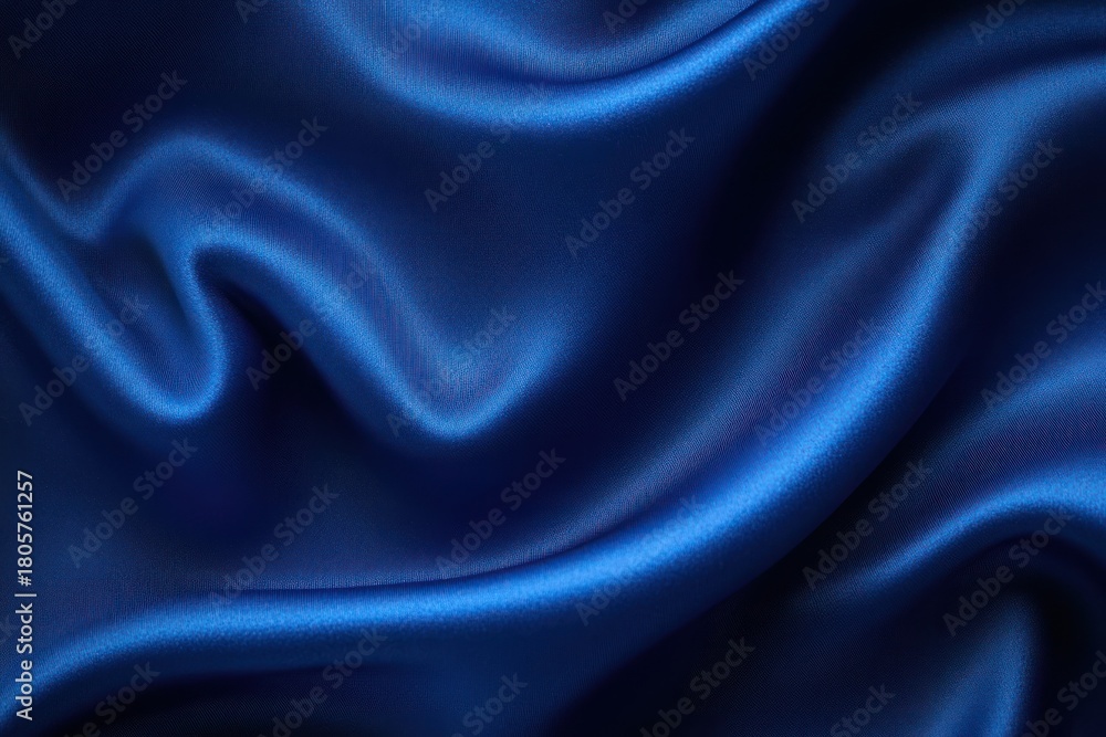 Obraz premium luxurious deep blue satin fabric with flowing silky folds and soft shimmering highlights, elegant calming texture
