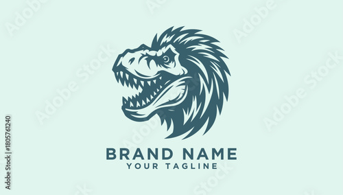 Awesome T-Rex Dinosaur Head Illustration Logo - Vector Graphic Art