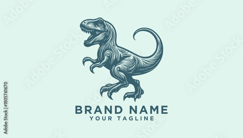 Fierce Tyrannosaurus Rex dinosaur in a classic retro style, a powerful prehistoric animal vector logo concept