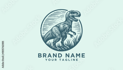 Roaring Tyrannosaurus Rex Vector Logo Prehistoric Power in a Modern Design