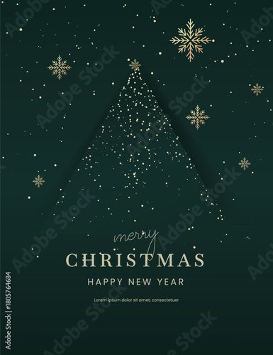 Elegant Golden Christmas and New Year Greeting Card