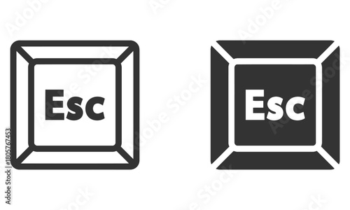 Escape Key: A minimalist illustration features the Esc key in two distinct forms, emphasizing simplicity.
