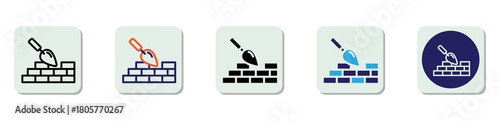 Brick Wall Icon Multi Style Vector Illustration