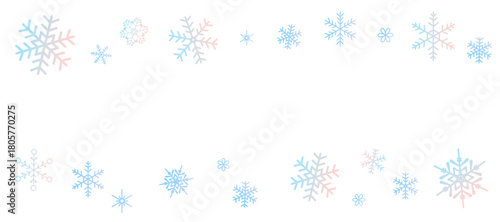 グラデーションの雪の結晶のフレームイラスト　パターン　背景イラスト　ベクター素材
