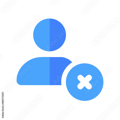 User icon with deletion mark on solid black background