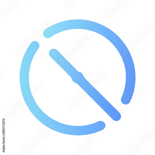 Minimalist rounded blue prohibition sign on a black background