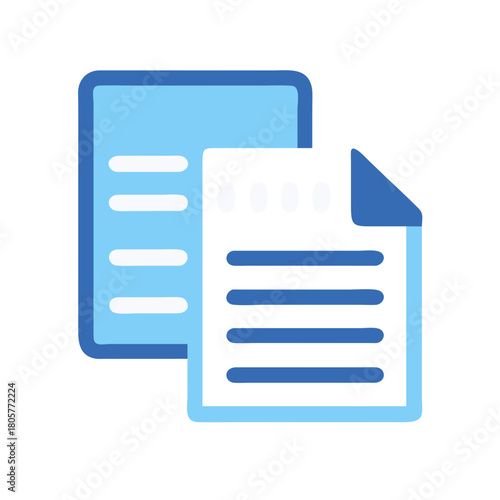 Digital duplicate paper documents represented with line icons on black