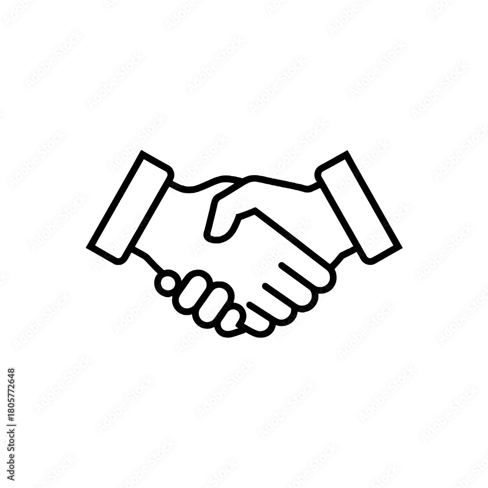 Naklejka premium Handshake Partnership: A minimalist illustration of two hands clasped in a firm handshake, symbolizing agreement and collaboration. Depicting the essence of partnership and deal-making.