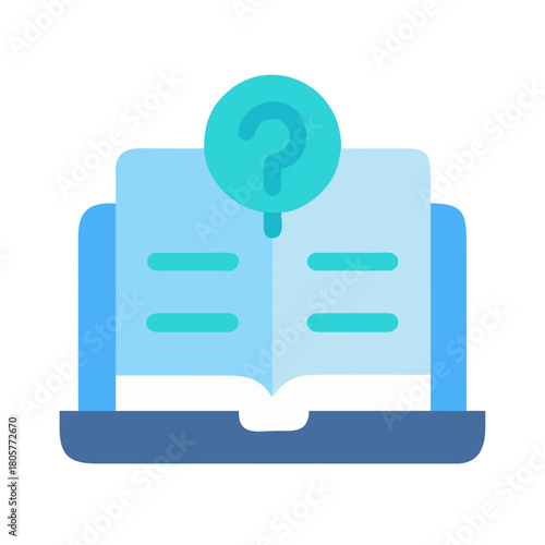 Online help manual with question mark in a flat design