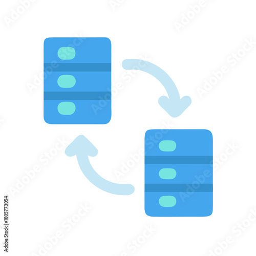 Blue server data exchange circular flow vector graphic