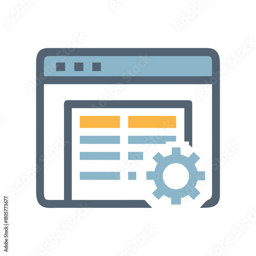 Stylized illustration of website with configuration and setting options