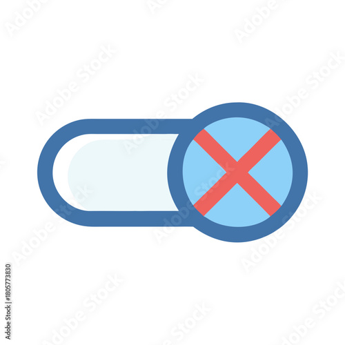 Toggle button in off position with a cancel symbol