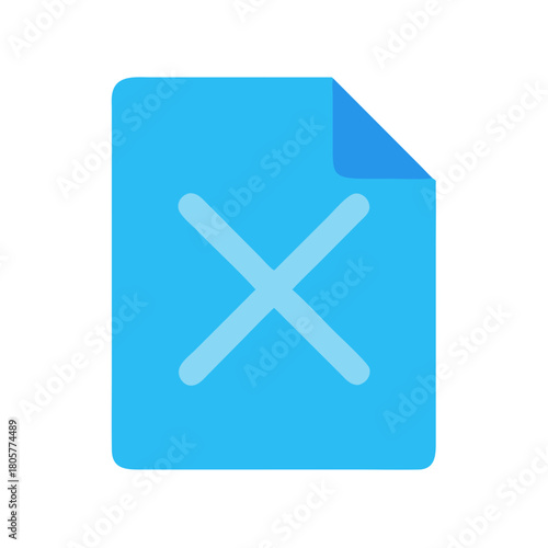 Stylized blue document icon with delete or cancellation symbol