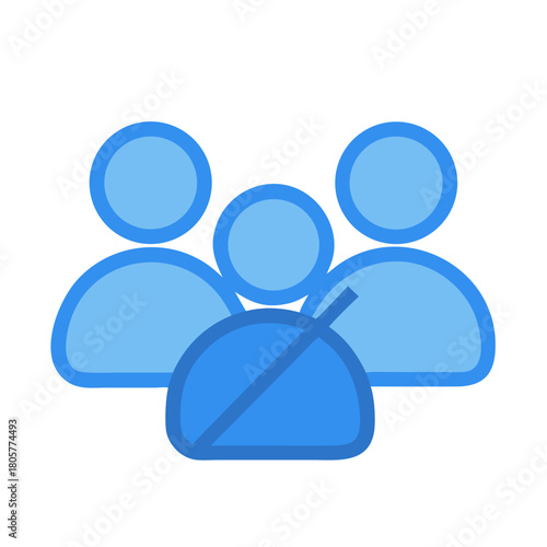 Group of people icon with restriction symbol in blue