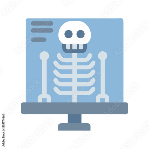 Flat vector illustration showing a skeleton x-ray image