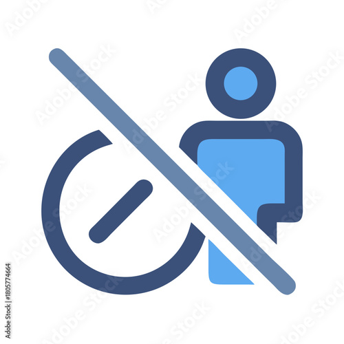 Decline icon, person canceled, vector flat, minimalist design