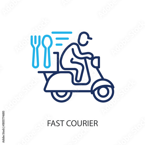  Fast courier thin line icons. Original vector illustration.