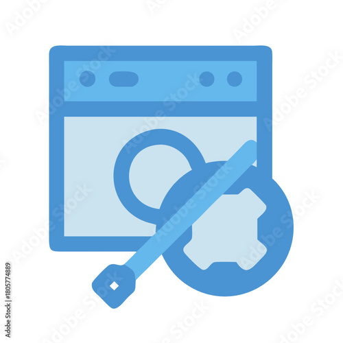 Browser window with wrench icon, web development support