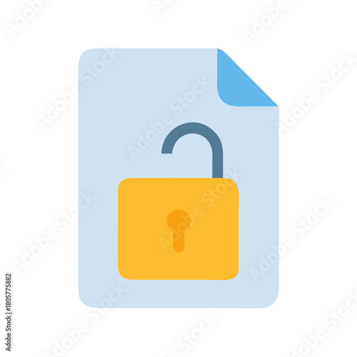 Unlocked file vector illustration concept for cybersecurity or file access