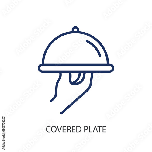  Covered plate thin line icons. Original vector illustration.