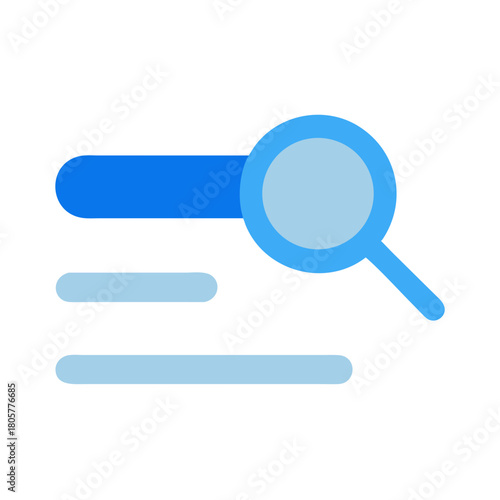 Minimalistic search icon with document list flat illustration