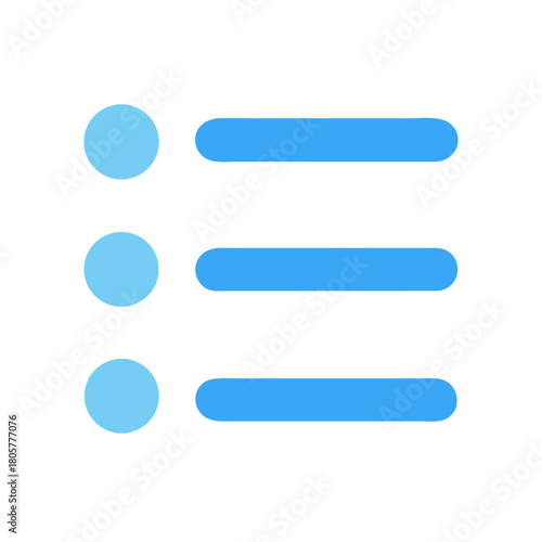 Blue bulleted list graphic element on black background