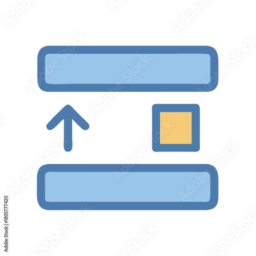 Stock image icon displaying sorting up with square element