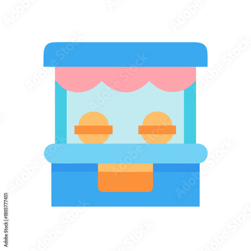 Flat illustration of a concession stand on black background