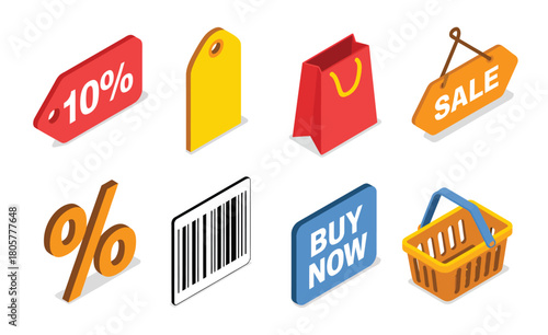  Shopping icons  sale, discount, basket, tags, barcode, and percent symbols for e-commerce, retail, and online store design projects.
