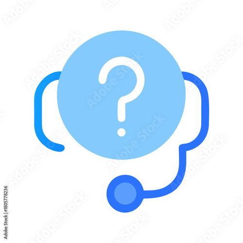 Support headset with question mark icon on black background