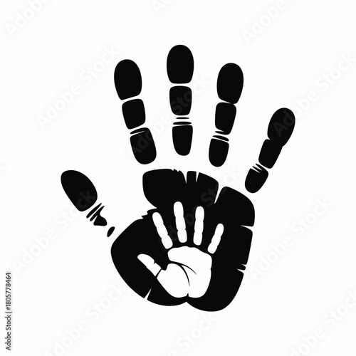 Parent and child handprint silhouette symbol