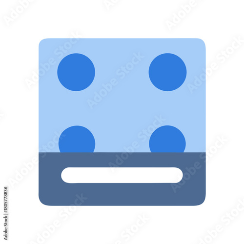 Flat blue icon represents a four burner stove top