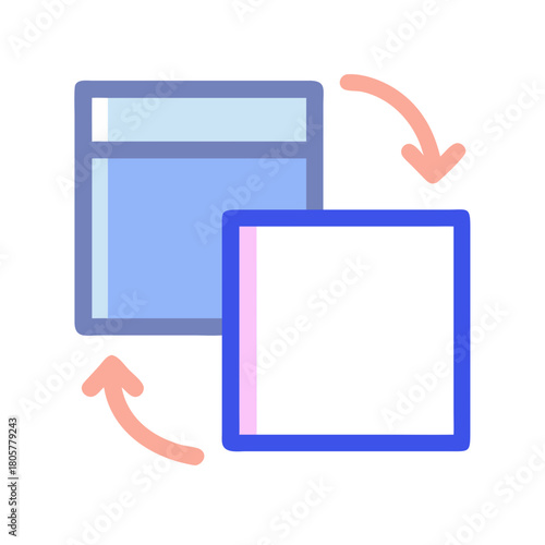 Two stylized boxes rotating in opposite directions on black background