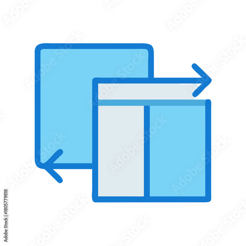 Resizing graphic of two overlapping squares with arrows