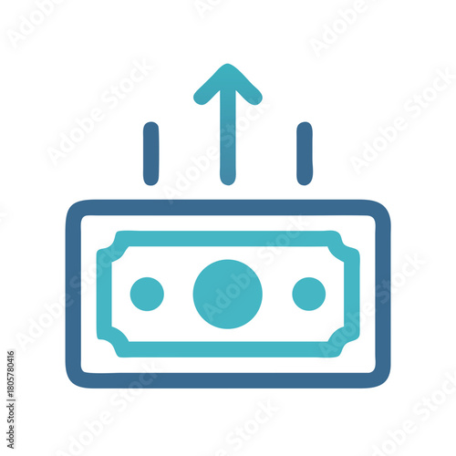 Stylized icon of money going up on black backdrop